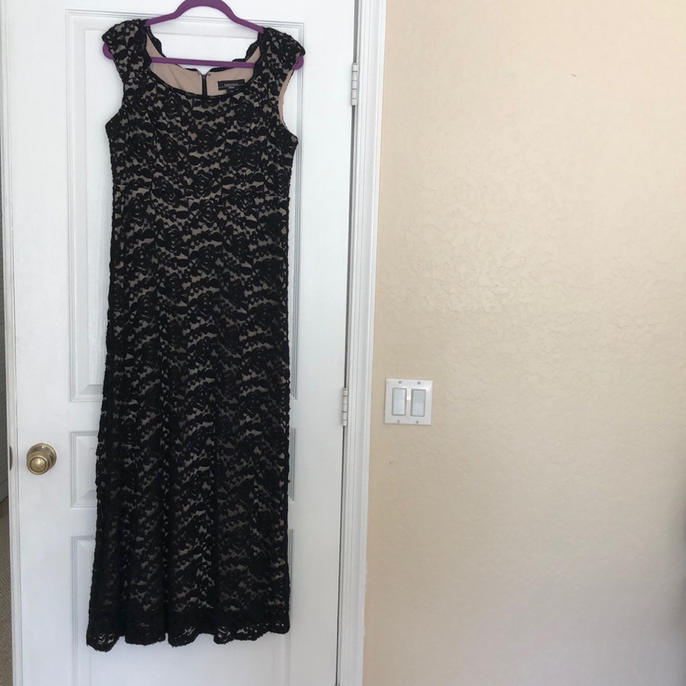 Black lace evening gown